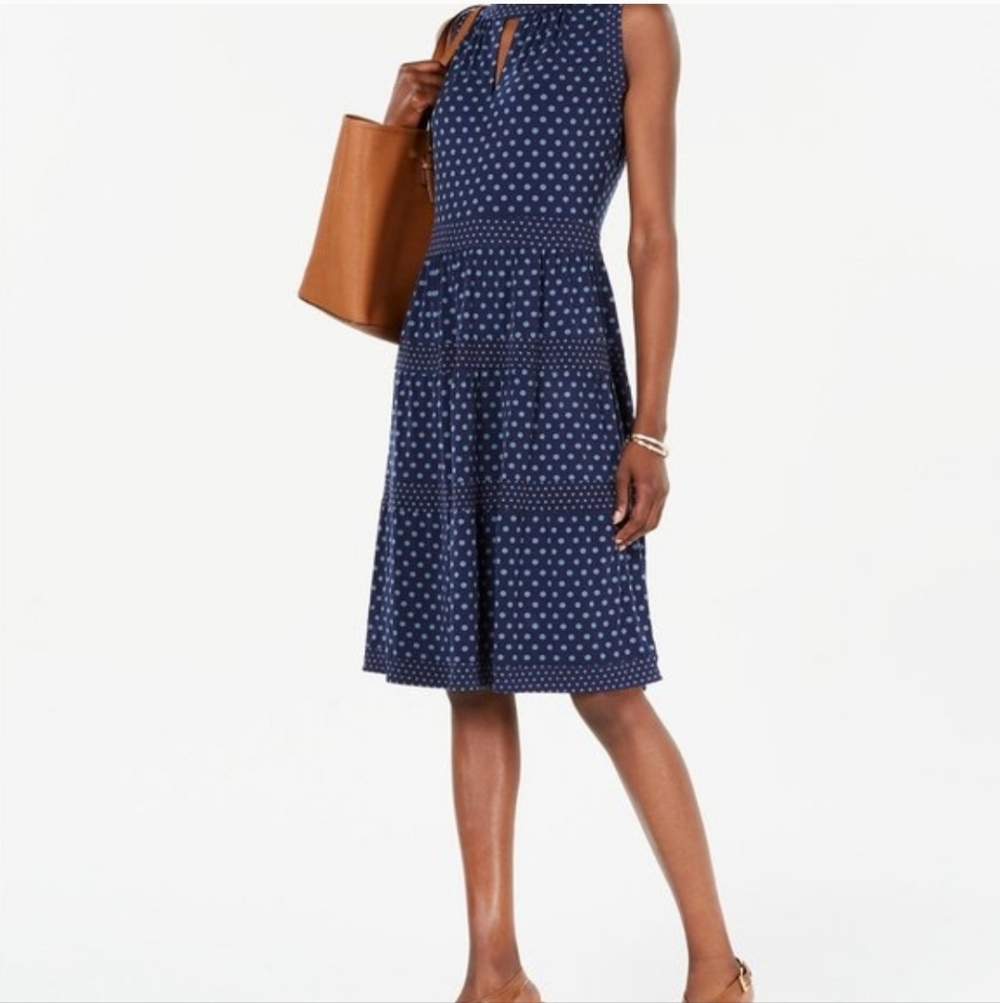 Michael Kors Mod Polkadot A-line Midi Dress, Women's Large